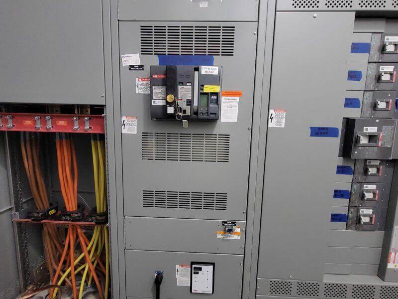 industrial switchgear maintenance with bus splices panel