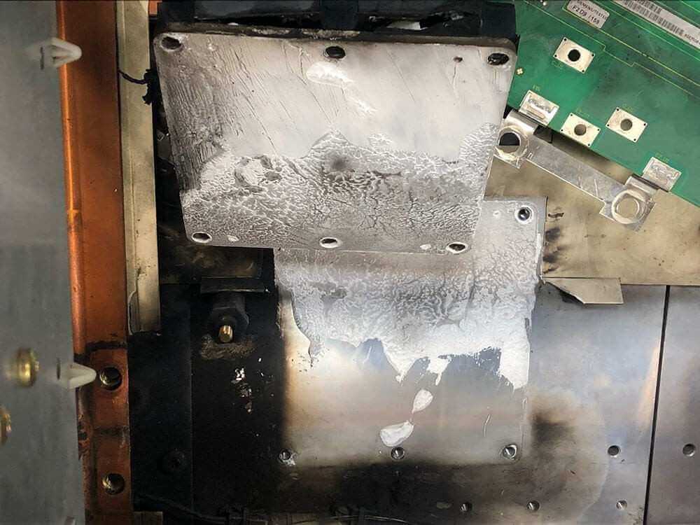 damaged siemens component with burn marks