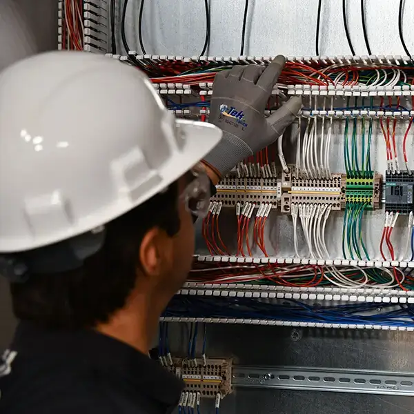 engineer wiring panel for a metal processing system